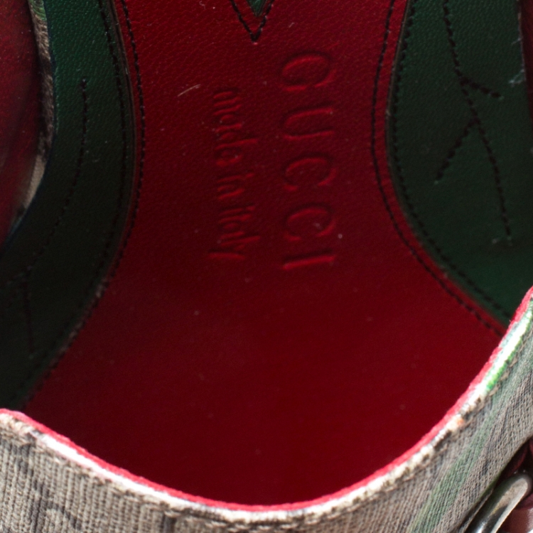 Pre Owned Gucci Multicolor GG Supreme Monogram Coated Canvas Tian Princetown Flat Mules Size 41