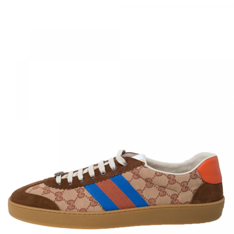 Gucci Brown Canvas Suede G74 Sneakers Size 46 | TLC