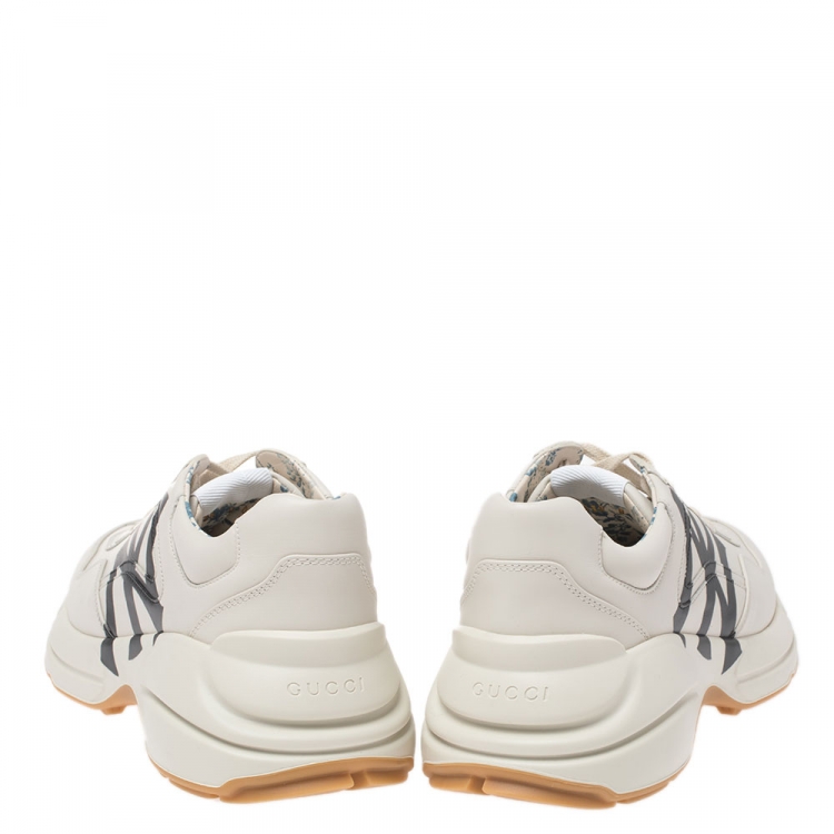 Pre Owned Gucci Cream Leather Rhyton Low Top Sneakers Size 42