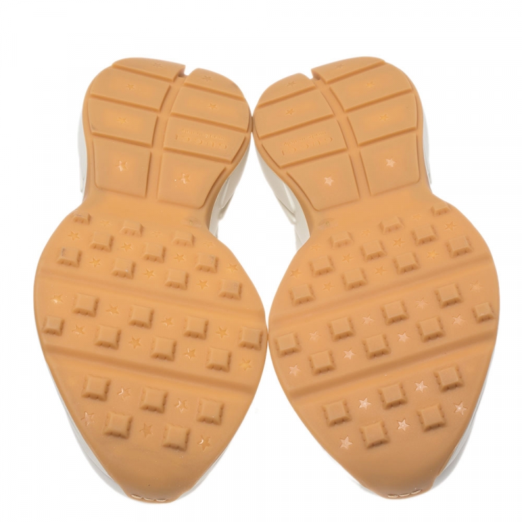 Pre Owned Gucci Cream Leather Rhyton Low Top Sneakers Size 42