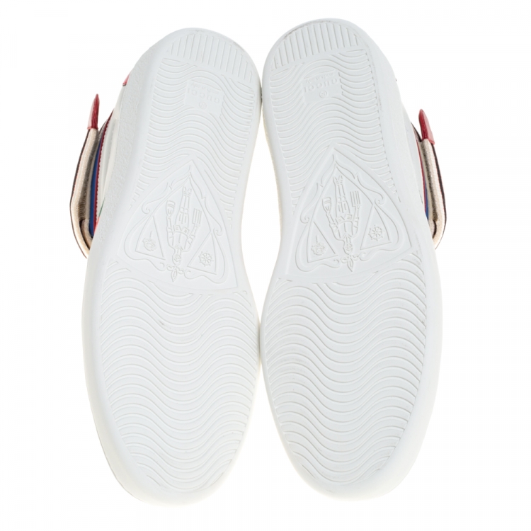 Pre Owned Gucci White Leather Stripe Ace High Top Sneakers Size 41