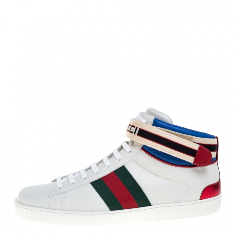 Gucci Hitop Laceup Sneaker with Signature Web Detail in Black for