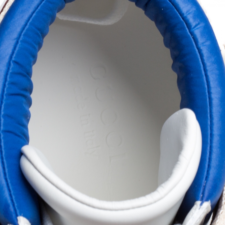 Pre Owned Gucci White Leather Stripe Ace High Top Sneakers Size 41