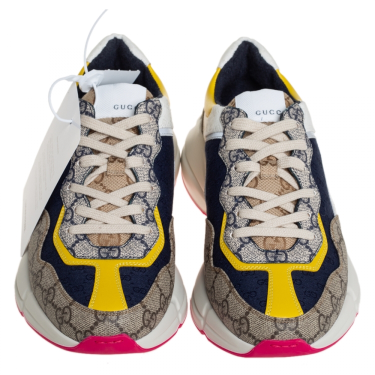 Pre Owned Gucci Multicolor GG Canvas And Leather Rhyton Sneakers Size 40