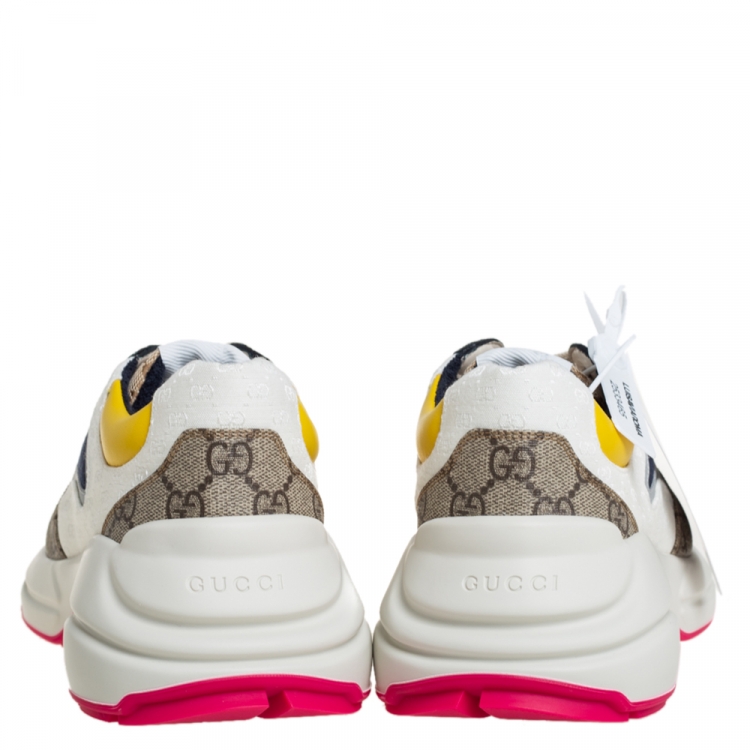 Pre Owned Gucci Multicolor GG Canvas And Leather Rhyton Sneakers Size 40