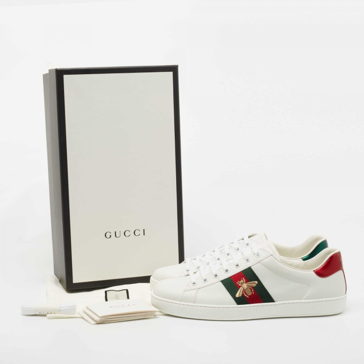 Pre Owned Gucci White Leather Ace Sneakers Size 44