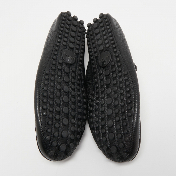 Pre Owned Gucci Black Leather Horsebit Slip On Loafers Size 41