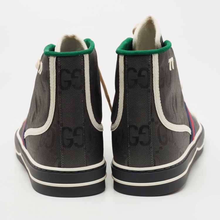 Pre Owned Gucci Grey Nylon Tennis 1977 High Top Sneakers Size 43
