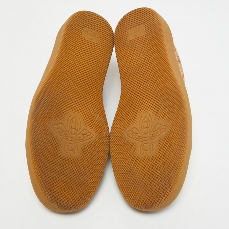 Pre Owned Gucci Brown/Beige GG Canvas and Suede Web G74 Sneakers Size 38.5