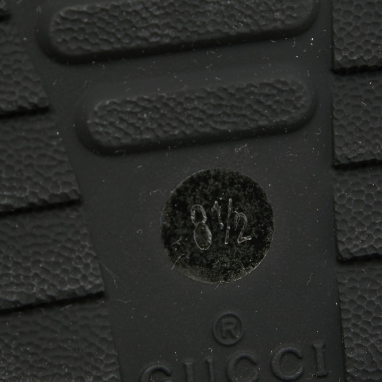 Pre Owned Gucci Black Guccissima Leather Web Detail Lace Up Sneakers Size 42.5