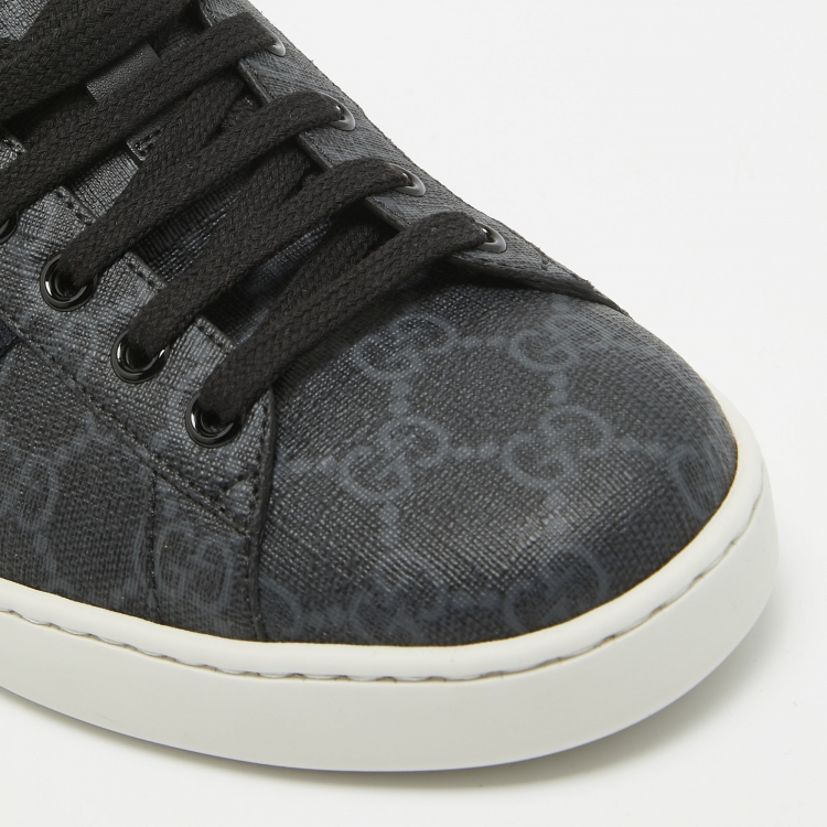 Pre Owned Gucci Dark Grey GG Supreme Canvas Ace Sneakers Size 42.5