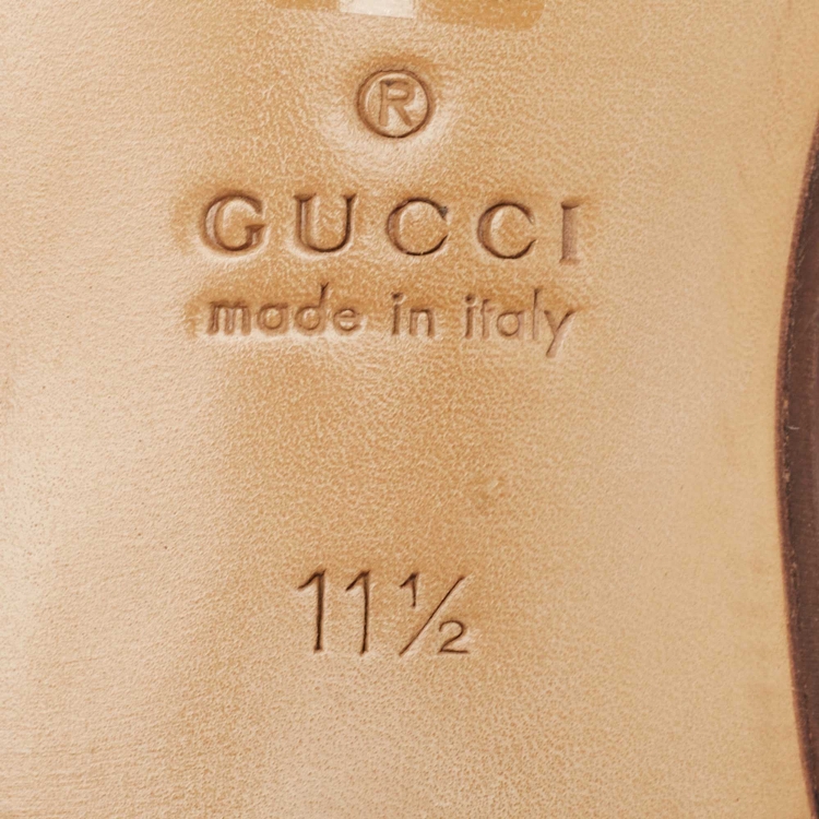 Pre Owned Gucci Brown Leather Jakarta Loafers Size 45.5