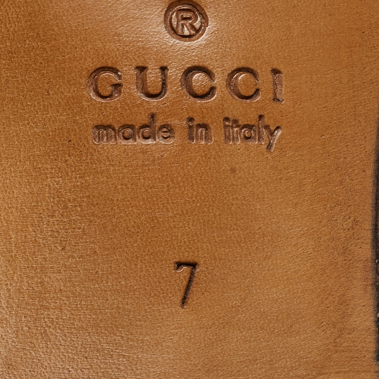 Pre Owned Gucci Black Leather Interlocking G Loafers Size 41