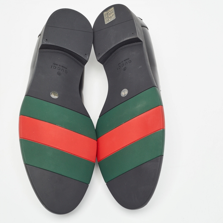 Pre Owned Gucci Black Leather Penny Slip On Loafers Size 45.5