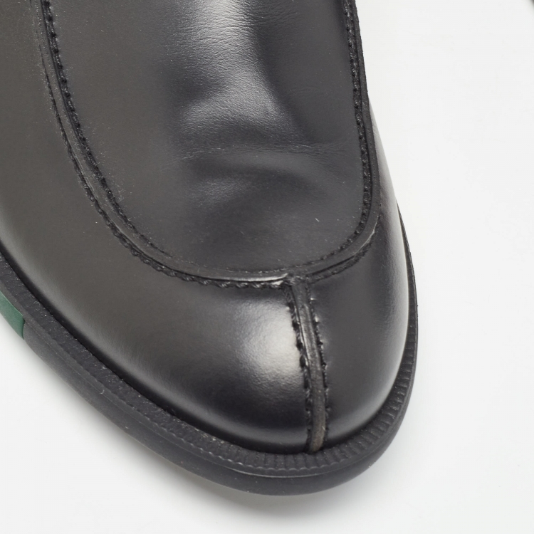 Pre Owned Gucci Black Leather Penny Slip On Loafers Size 45.5