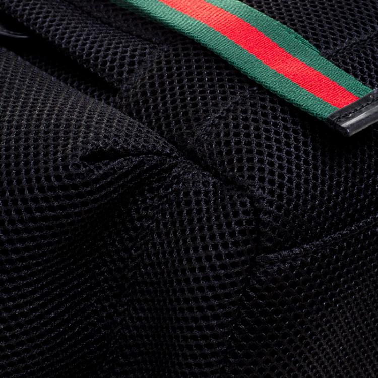 Pre Owned Gucci Black Mesh Embroidered Hollywood Backpack 