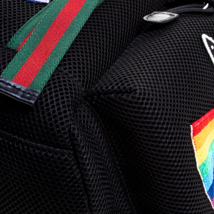Pre Owned Gucci Black Mesh Embroidered Hollywood Backpack 