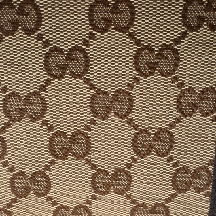 Pre Owned Gucci Beige/Brown GG Canvas and Leather Passport Cover