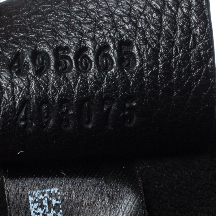 Pre Owned Gucci Black Leather Logo Print Pouch