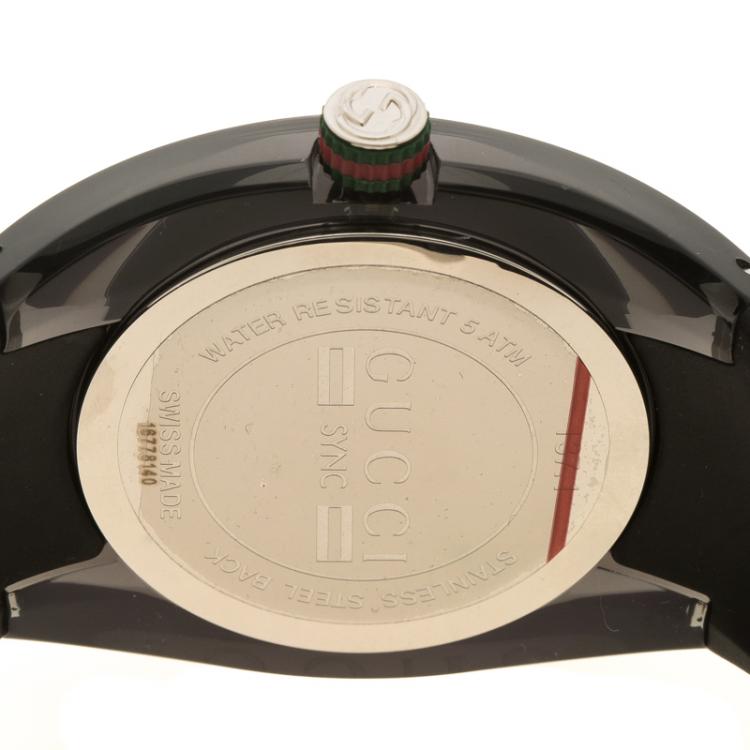 Pre Owned Gucci Black Transparent Nylon and Stainless Steel Sync Men's Wristwatch 46 mm