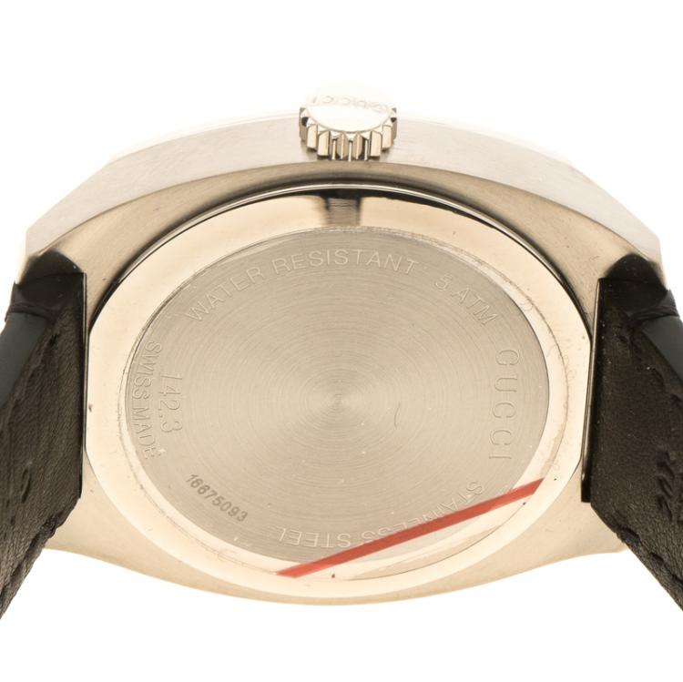Pre Owned Gucci Black Stainless Steel 142.3 Men's Wristwatch 40 mm 