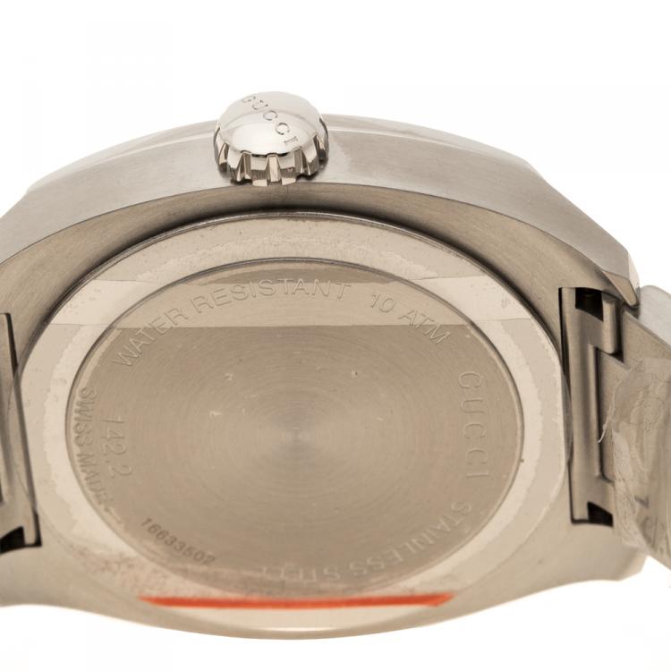 Pre Owned Gucci Black Stainless Steel 142.2 Men's Wristwatch 44 mm