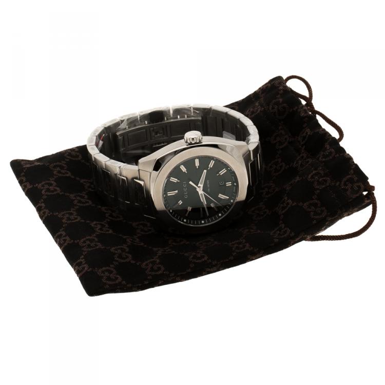 Pre Owned Gucci Black Stainless Steel 142.2 Men's Wristwatch 44 mm
