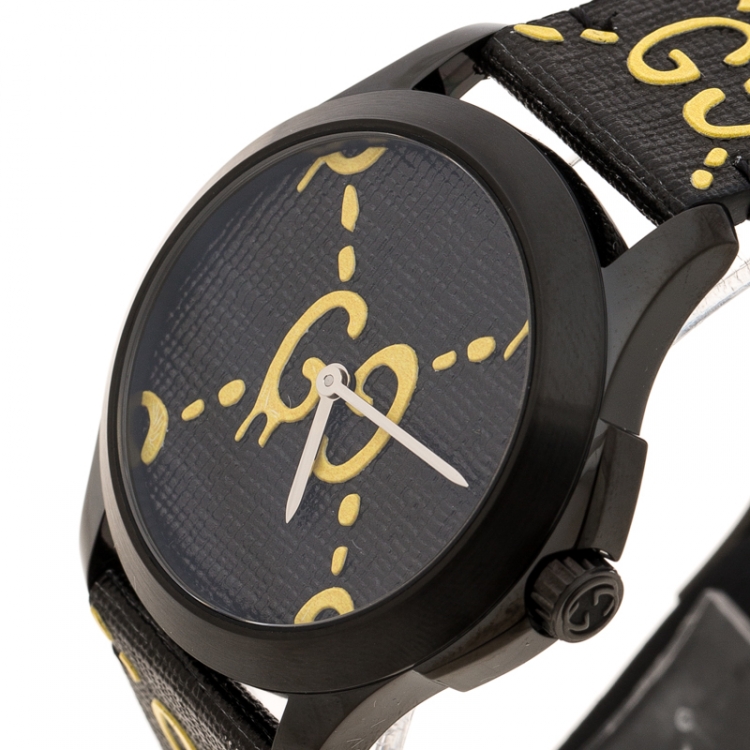 Pre Owned Gucci Black Stainless Steel Ghost G-Timeless 126.4 Men's Wristwatch 38 mm