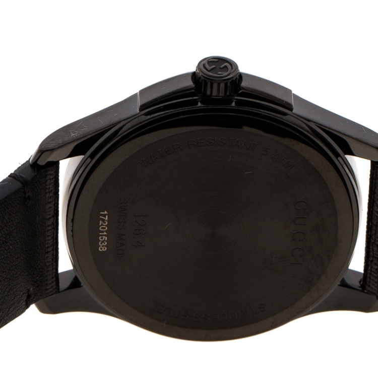 Pre Owned Gucci Black Stainless Steel Ghost G-Timeless 126.4 Men's Wristwatch 38 mm