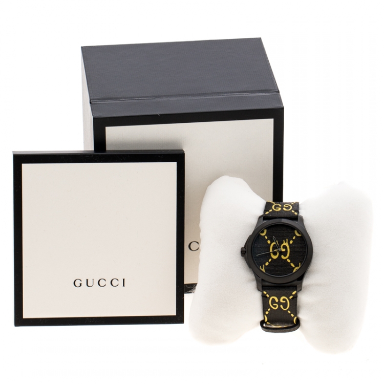 Pre Owned Gucci Black Stainless Steel Ghost G-Timeless 126.4 Men's Wristwatch 38 mm