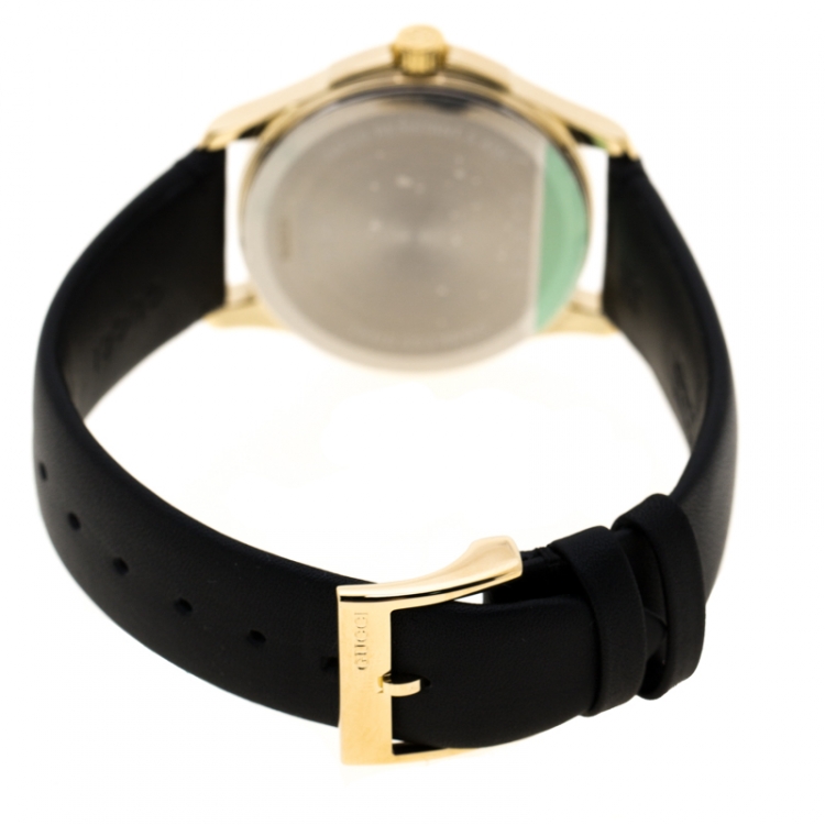 Pre Owned Gucci Silver Gold Plated Stainless Steel G-Timeless 126.4 Women's Wristwatch 38 mm