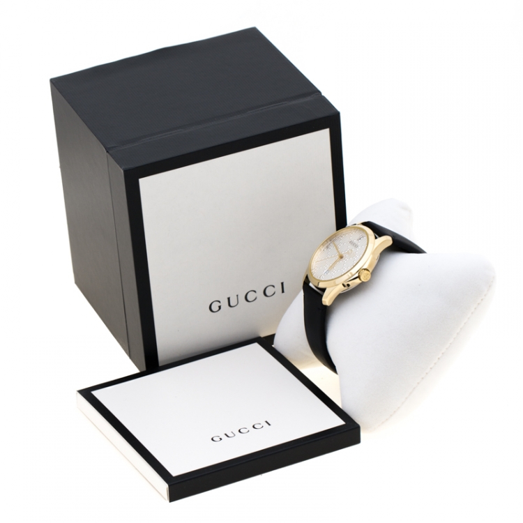 Pre Owned Gucci Silver Gold Plated Stainless Steel G-Timeless 126.4 Women's Wristwatch 38 mm