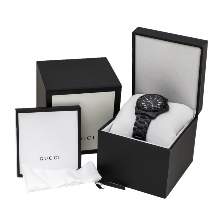 Pre Owned Gucci Black PVD Coated Stainless Steel Dive 136.2 Men's Wristwatch 45 mm
