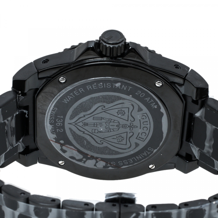 Pre Owned Gucci Black PVD Coated Stainless Steel Dive 136.2 Men's Wristwatch 45 mm