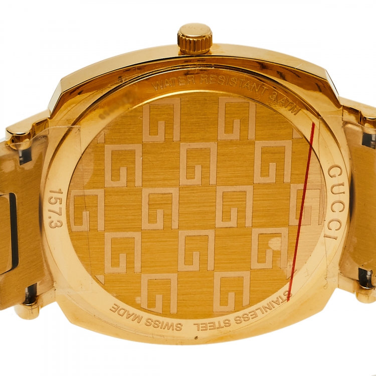 Pre Owned Gucci Yellow Gold PVD Stainless Steel Grip YA157409 Men's Wristwatch 38 mm