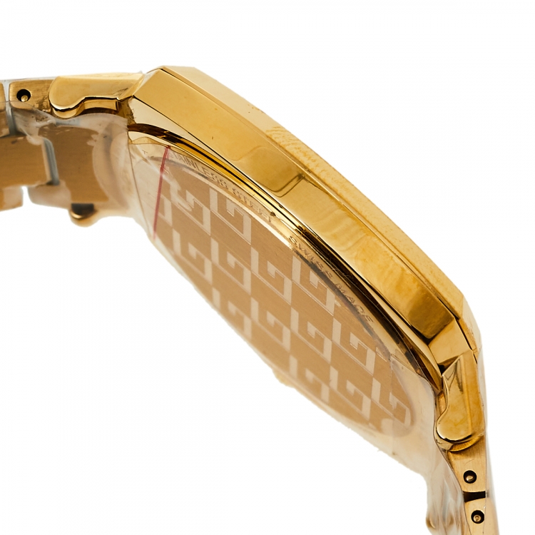 Pre Owned Gucci Yellow Gold PVD Stainless Steel Grip YA157409 Men's Wristwatch 38 mm