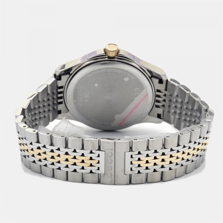Pre Owned Gucci Silver Two Tone Stainless Steel G-Timeless 126.4 Man's Wristwatch 40mm