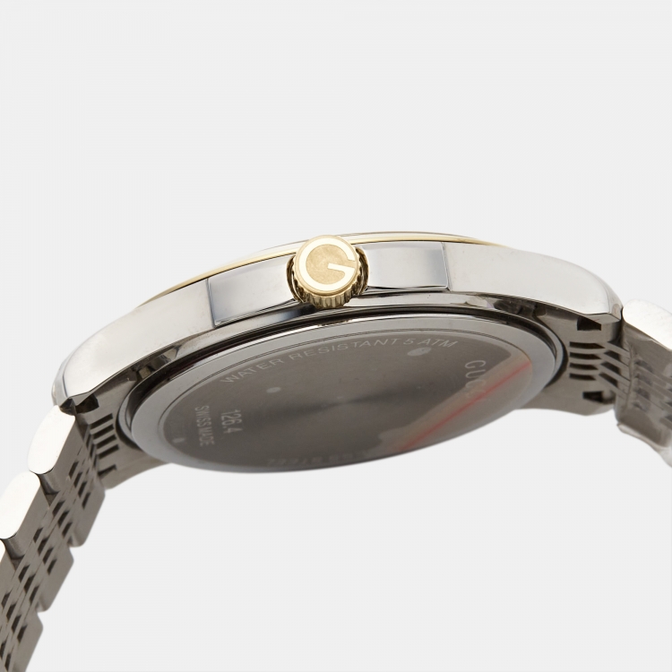 Pre Owned Gucci Silver Two Tone Stainless Steel G-Timeless 126.4 Man's Wristwatch 40mm