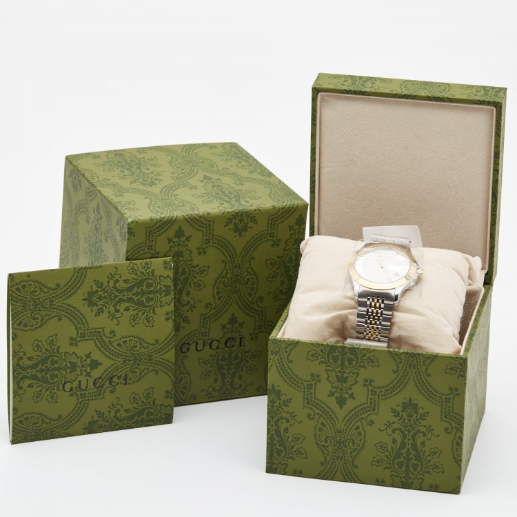 Pre Owned Gucci Silver Two Tone Stainless Steel G-Timeless 126.4 Man's Wristwatch 40mm