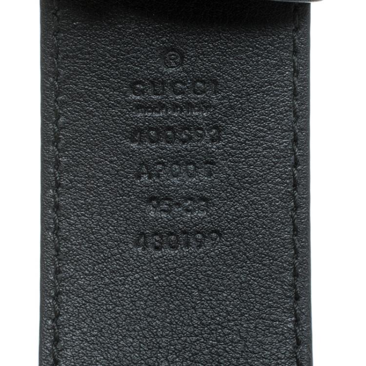 Pre Owned Gucci Black Leather Double G Buckle Belt 95 cm
