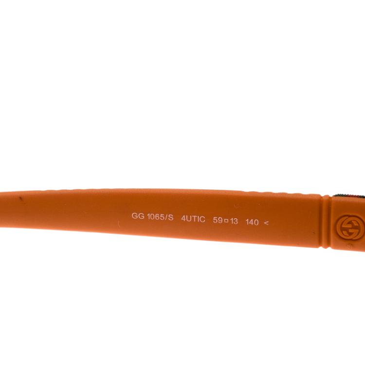 Pre Owned Gucci Grey/Orange GG 1065/S Aviator Sunglasses