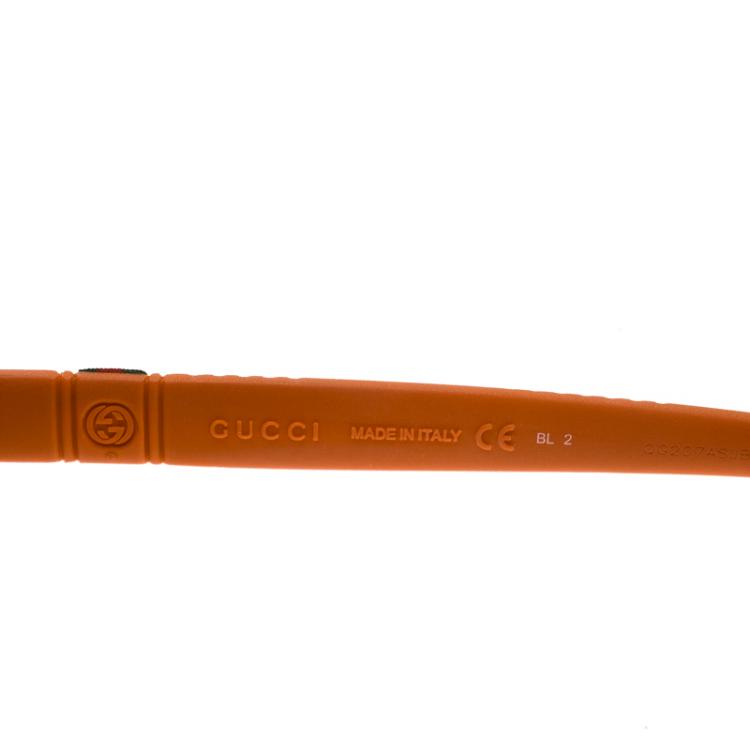 Pre Owned Gucci Grey/Orange GG 1065/S Aviator Sunglasses