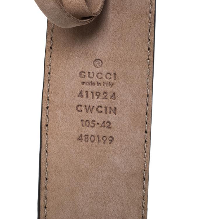 Pre Owned Gucci Black Guccissima Leather Interlocking GG Buckle Belt 105cm