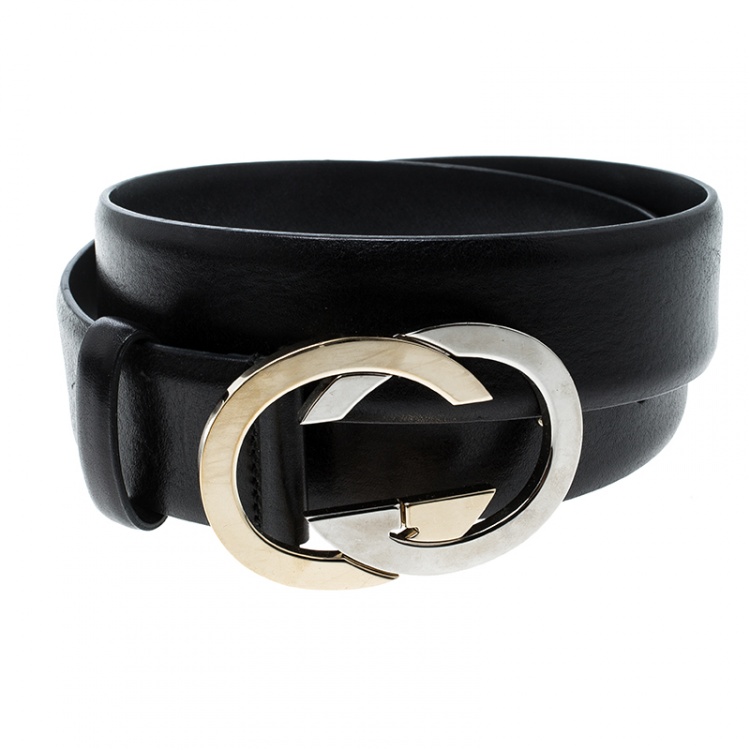 Gucci Black Leather Interlocking GG Belt 85cm Gucci TLC