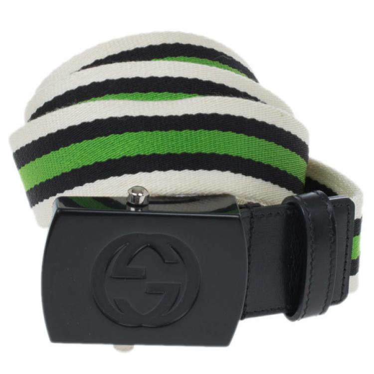 Pre Owned Gucci Web Detail Canvas Belt 95CM