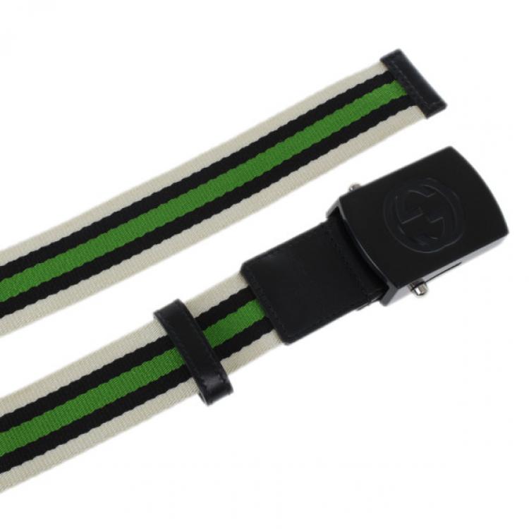 Pre Owned Gucci Web Detail Canvas Belt 95CM