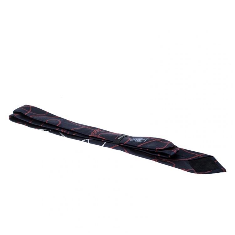 Pre Owned Gucci Vintage Navy Blue Rope Pattern Silk Jacquard Tie