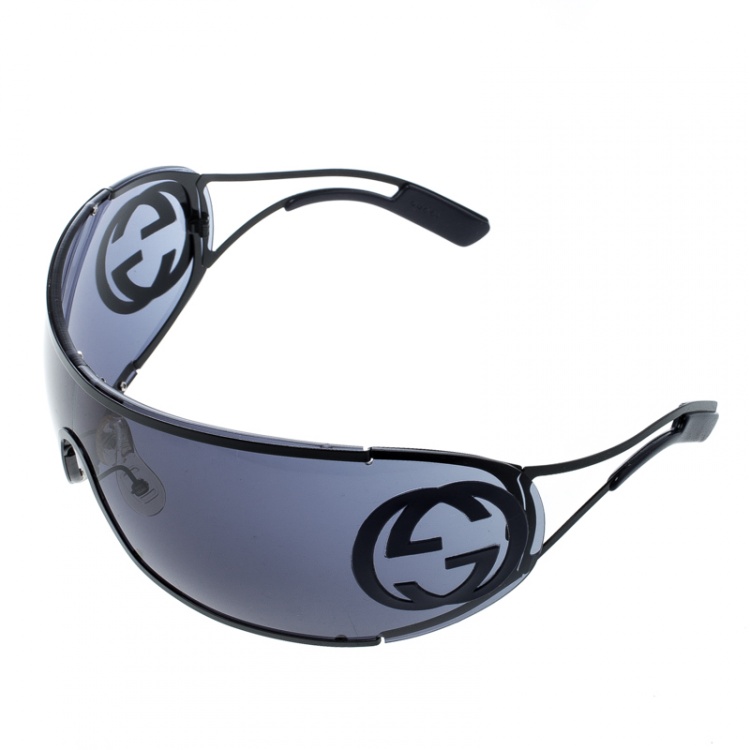 Pre Owned Gucci Navy Blue GG 2799/S Shield Sport Sunglasses