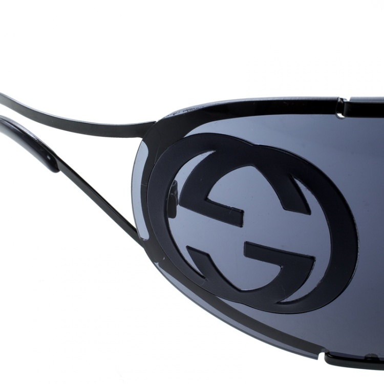 Pre Owned Gucci Navy Blue GG 2799/S Shield Sport Sunglasses