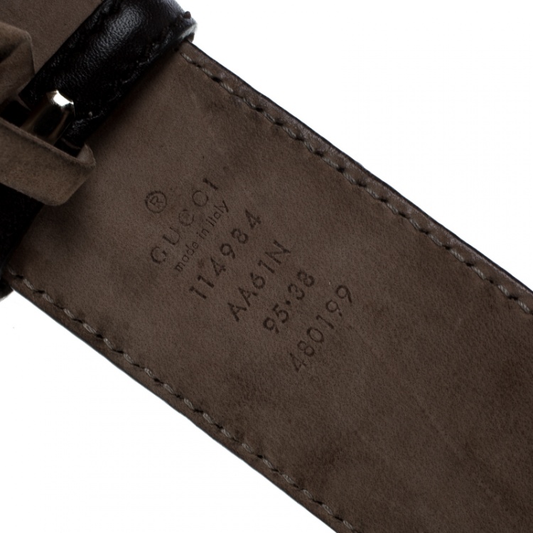 Pre Owned Gucci Dark Brown Guccissima Leather Interlocking GG Buckle Belt 95 CM